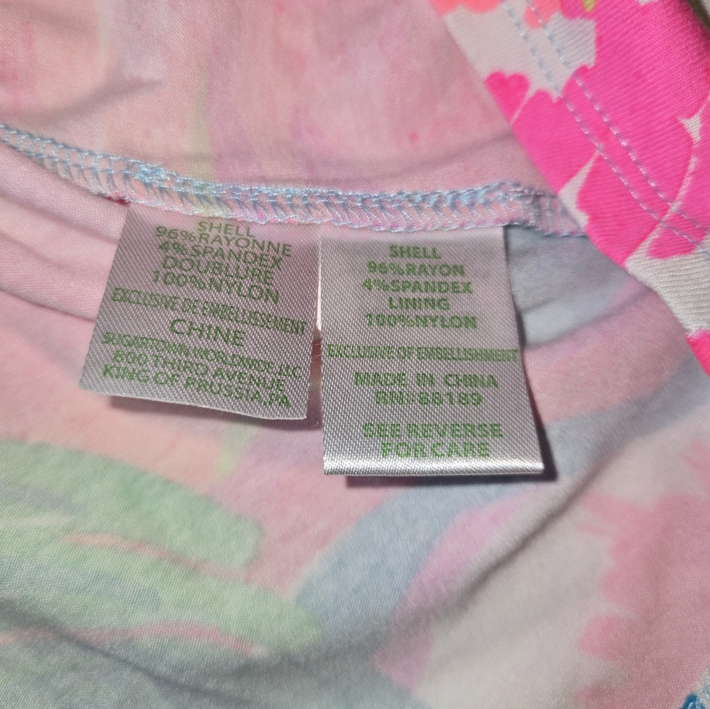 Lilly Pulitzer Pink and Green Floral Mini Dress Keyhole Neck Women's Size Medium - Picture 4 of 10